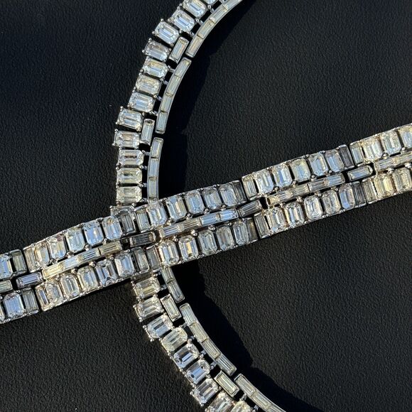 Vintage Trifari “Vanity Fair” Baguette Rhinestone Necklace & Bracelet Set READ - Picture 4 of 11